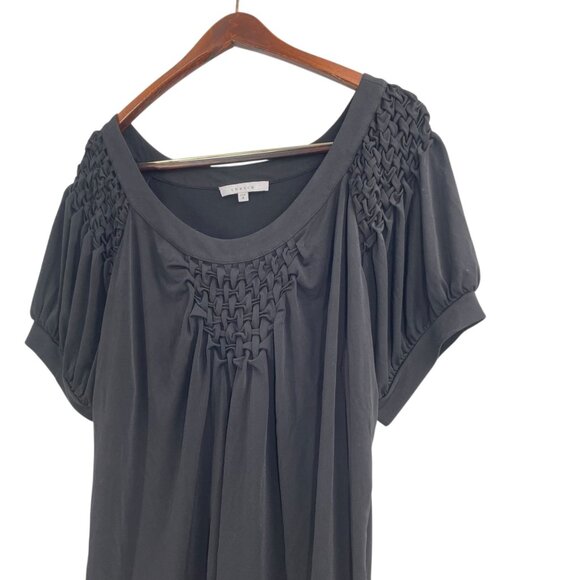 Chesca Black Woven Short Sleeve Shirt Womens Plus Size 20/22 Neutral Chic Modern - Picture 2 of 6